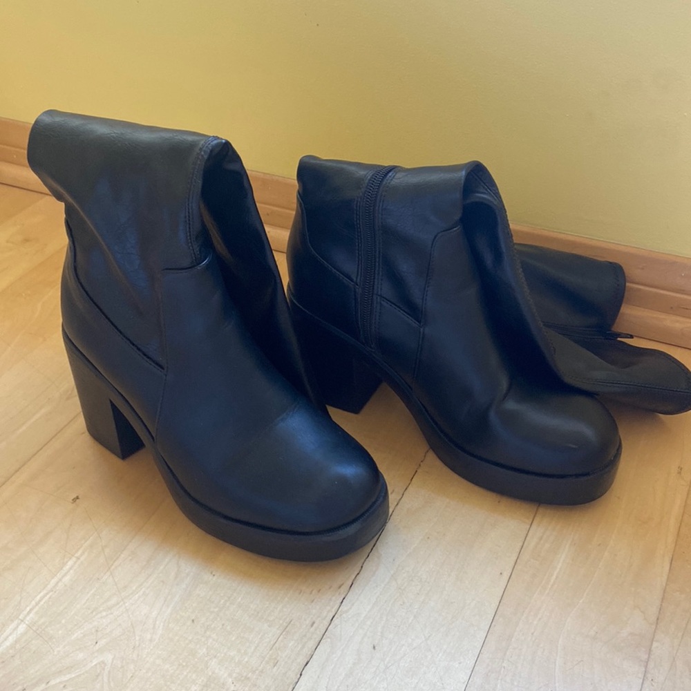Black leather boots